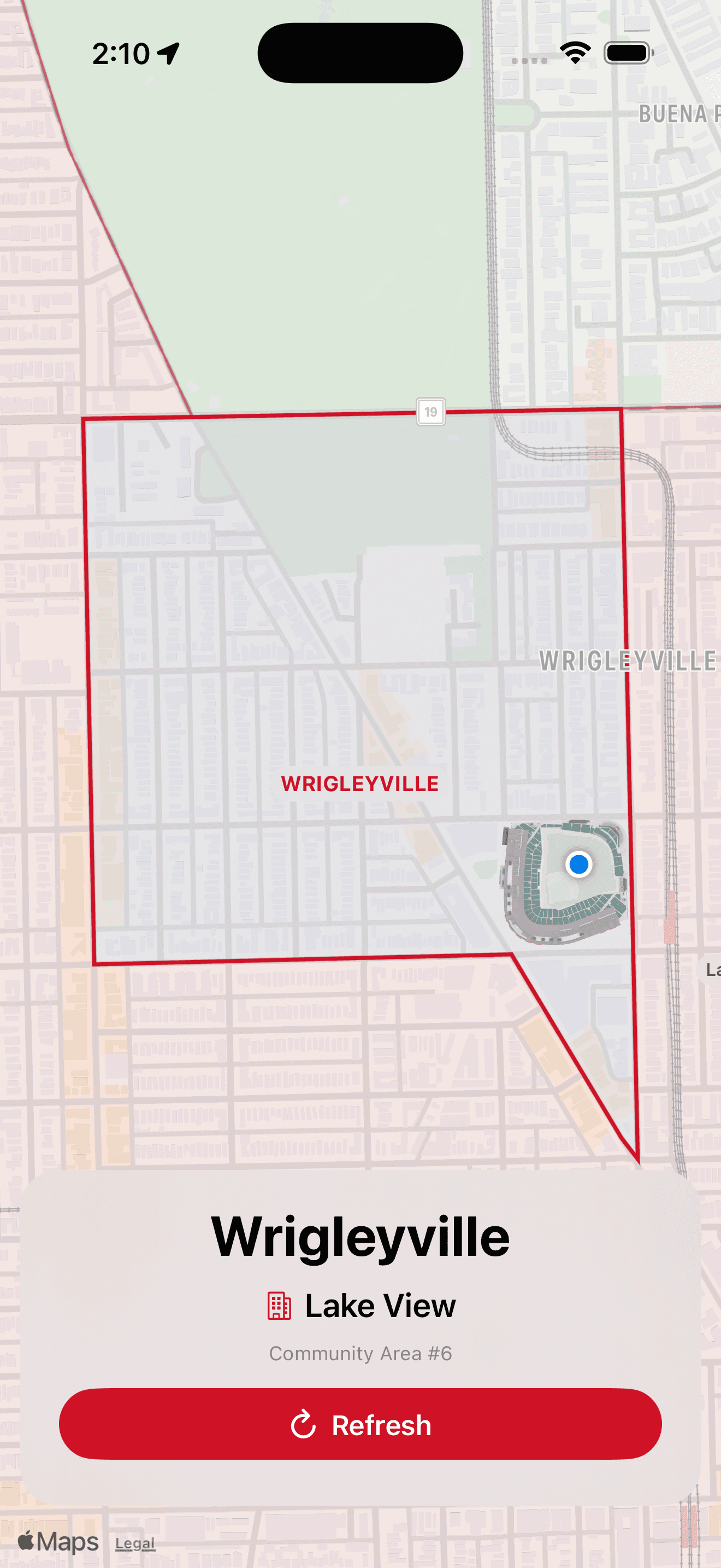 Which Hood showing the Wrigleyville neighborhood in Chicago